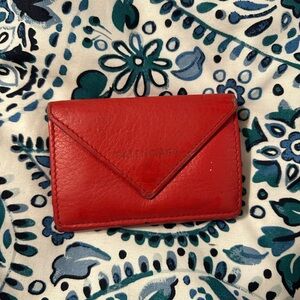 Balenciaga Red Leather Envelope Card Case